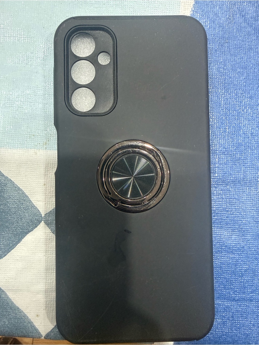 Matte Black Phone Case with Metal Ring Grip